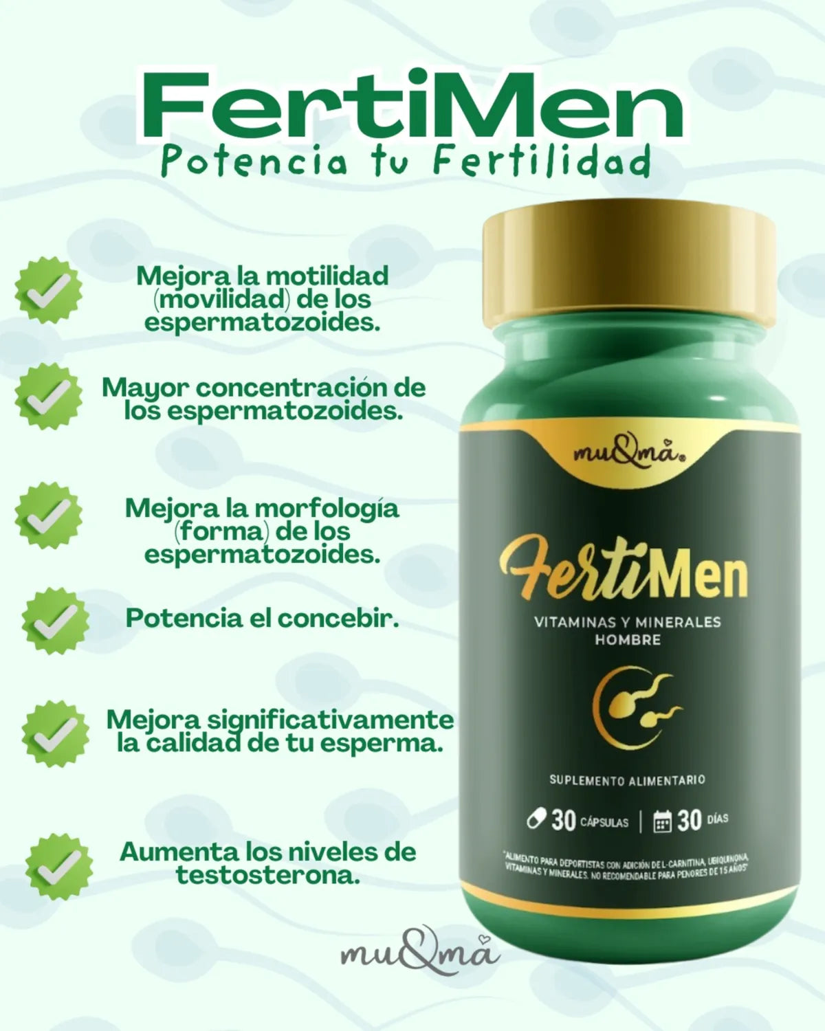 FERTIMEN — L-Carnitina + CoQ10 y VIT | Apoyo Reproductivo y Bienestar Masculino - Imagen 2