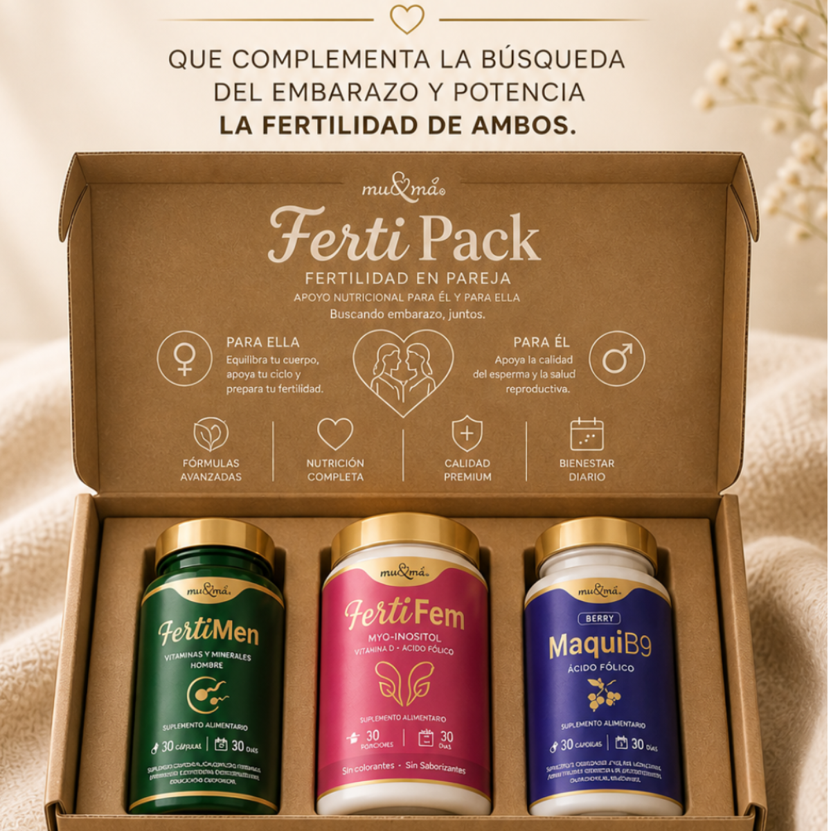 Pack Fertilidad Parejas — FertiFem inositol + FertiMen + Ácido Fólico