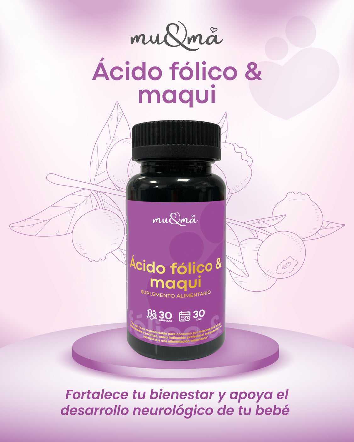 Ácido Fólico & Maqui — VIT B9 + berry chileno | Suplemento ginecológico y maternidad - Imagen 4