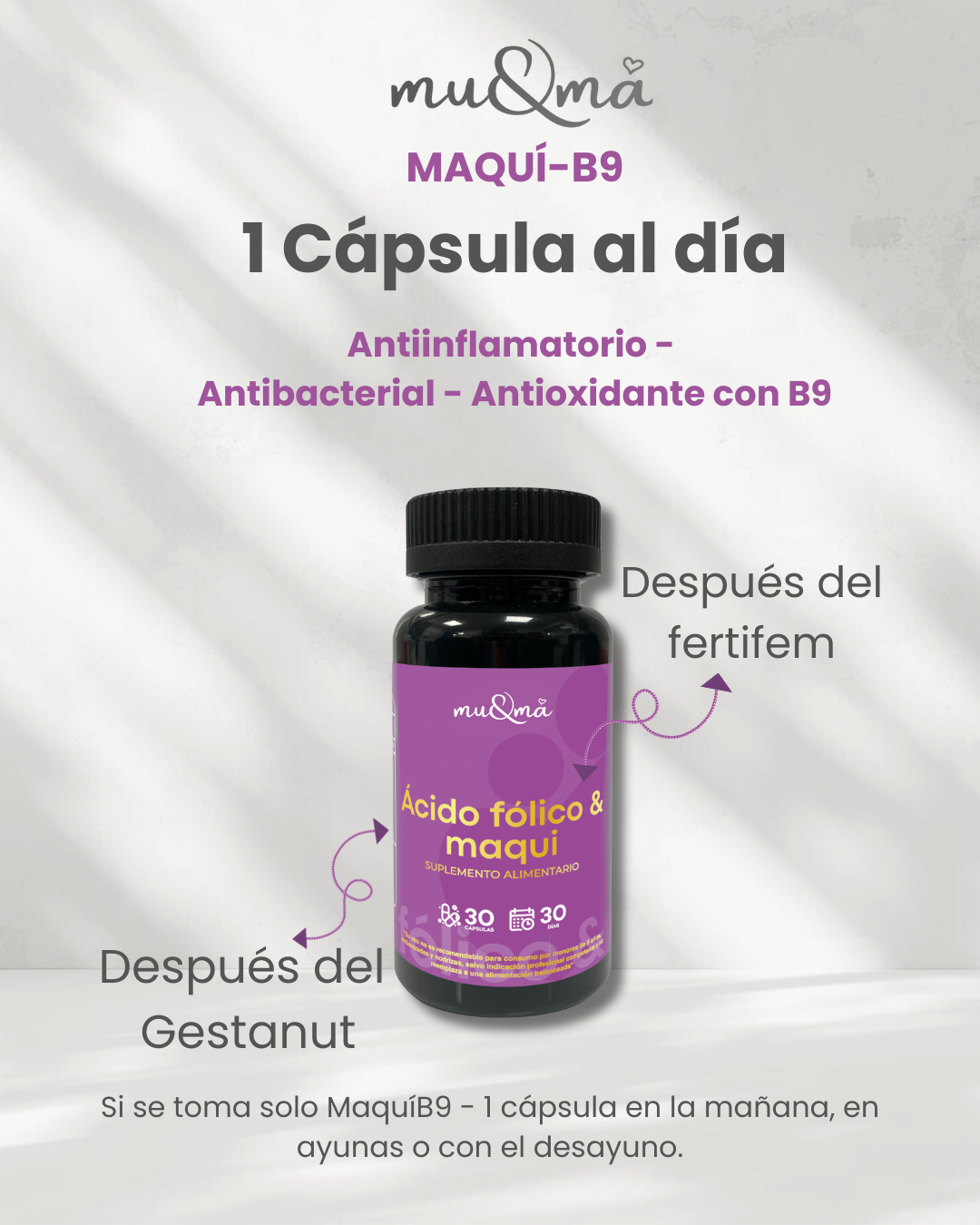 Ácido Fólico & Maqui — VIT B9 + berry chileno | Suplemento ginecológico y maternidad - Imagen 3