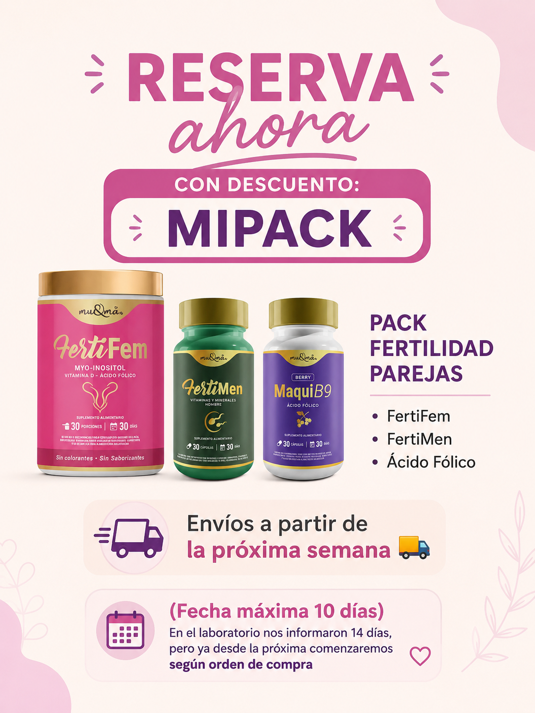 Pack Fertilidad Parejas — FertiFem inositol + FertiMen + Ácido Fólico