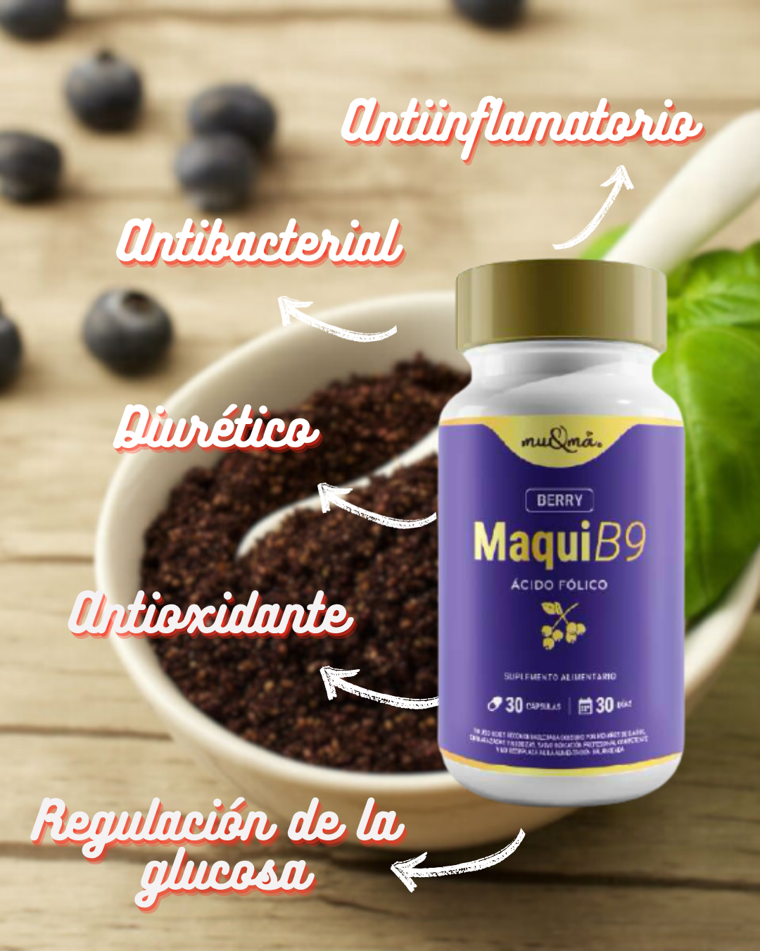 Ácido Fólico & Maqui — VIT B9 + berry chileno | Suplemento ginecológico y maternidad - Imagen 2