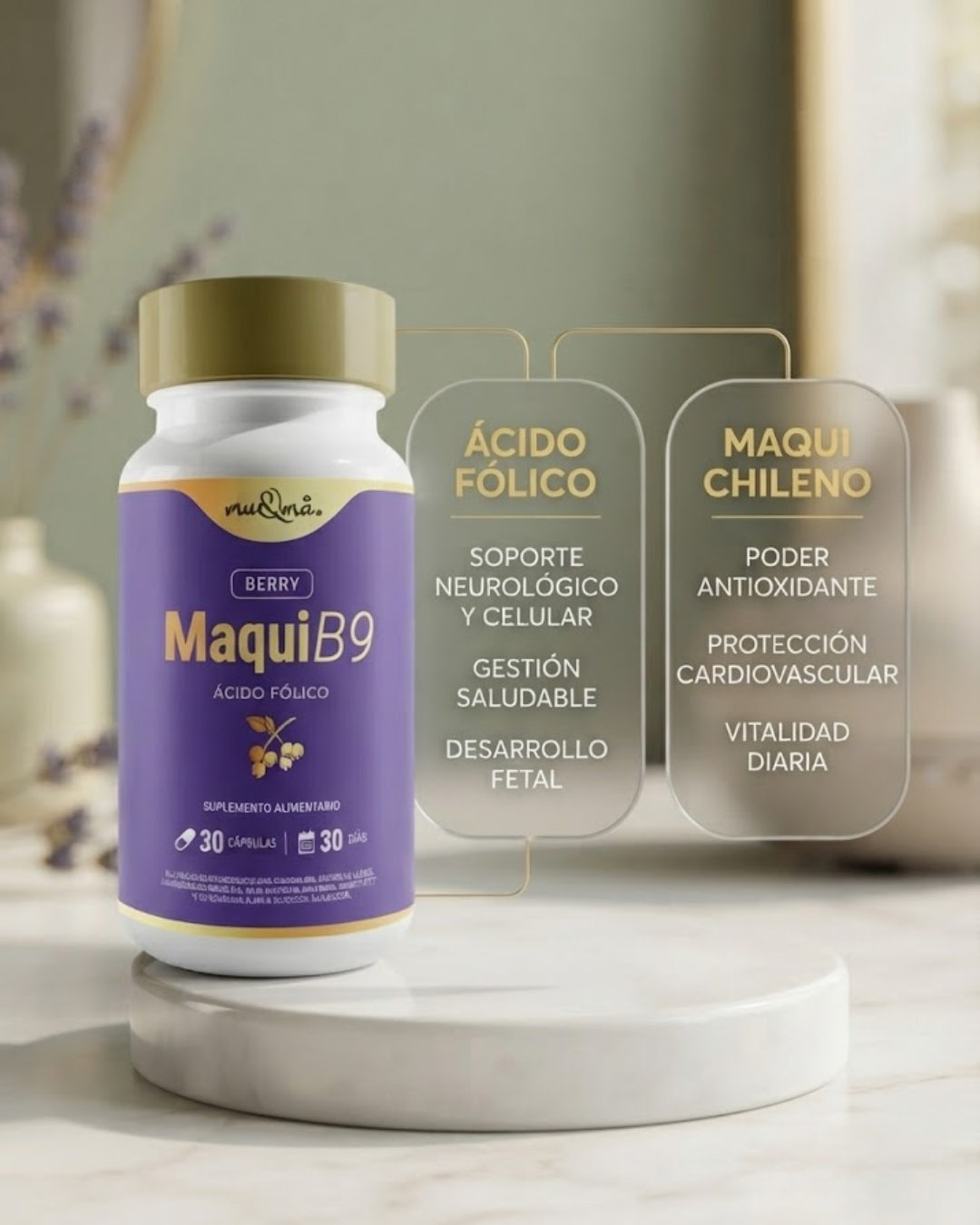 Ácido Fólico & Maqui — VIT B9 + berry chileno