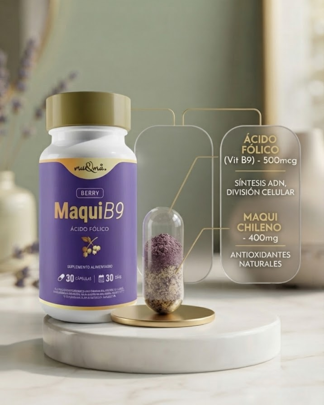 Ácido Fólico & Maqui — VIT B9 + berry chileno