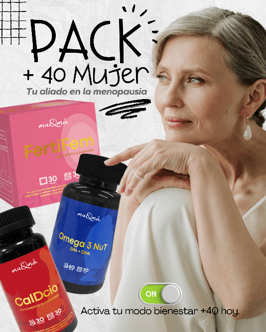 Pack +40 Mujeres — FertiFem+ CalDcio + Omega3nut | Suplementos Peri/Menopausia y Vitalidad