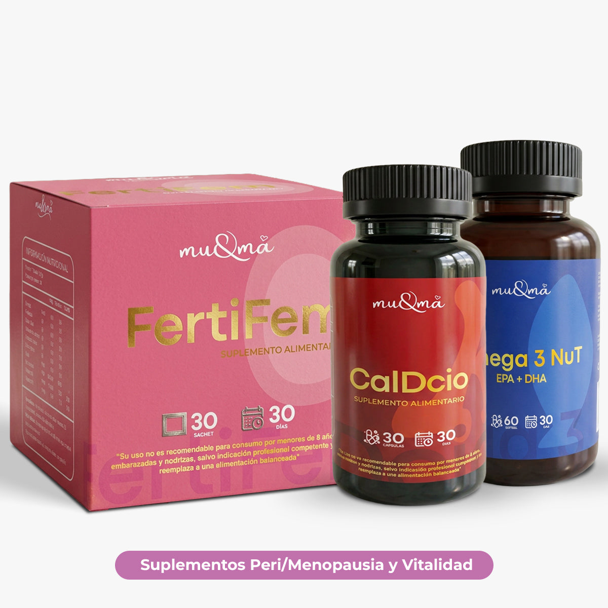 Pack +40 Mujeres — FertiFem+ CalDcio + Omega3nut